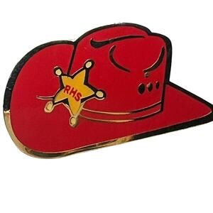 y2K Early 2000's Vintage Red Hat Society Pin Cowboy Western Cowgirl Sheriff RHS